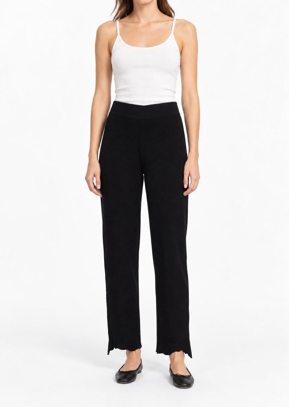 ZARA KNIT Women's Black Wide Leg Leggings Pants Size Small Sweater Pants Casual